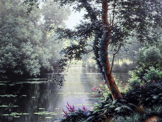§ Rene Charles Edmond His (1877-1960) Summer Serenity 20 x 25.5in.